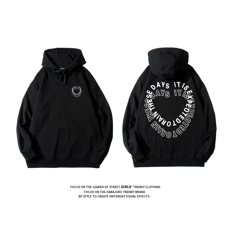 美式黑色小众秋季连帽加绒宽松卫衣 尼松熊卫衣/绒衫