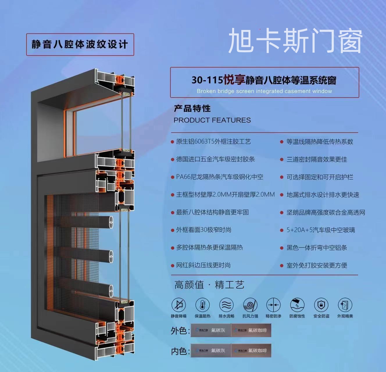 凤铝海螺旭卡斯断桥铝合金系统门窗落地封阳台隔音玻璃窗户阳光房 - 图2