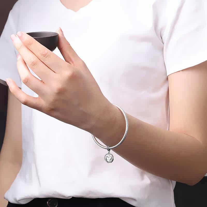 斗量精工佛手99波罗蜜做旧女式泰银 斗量珠宝手镯