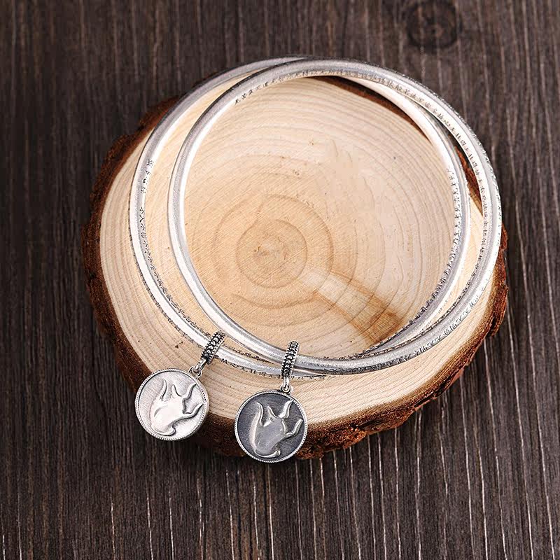 斗量精工佛手99波罗蜜做旧女式泰银 斗量珠宝手镯