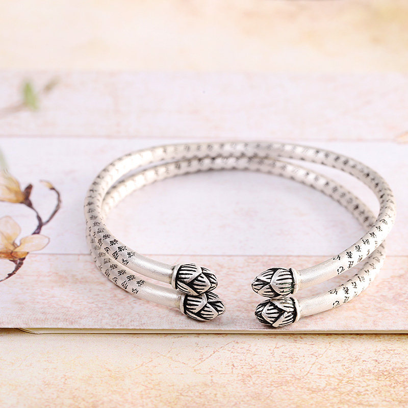 s999复古泰银心经简约百搭斗量珠宝 斗量珠宝手镯