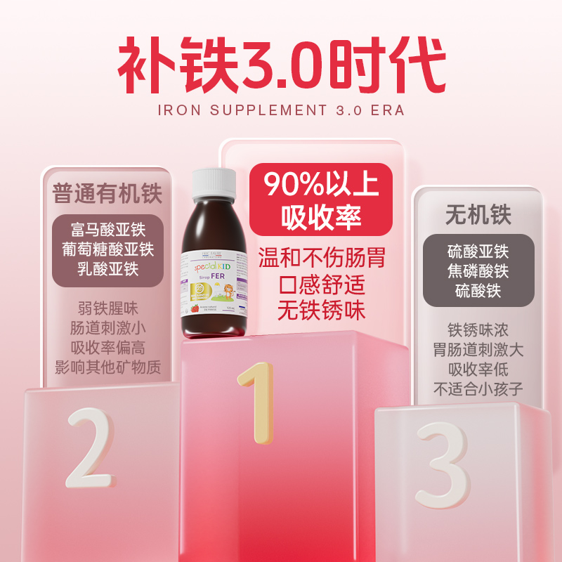 【自营】法国艾瑞可儿童补铁 婴幼儿液体补铁剂宝宝小红脸铁125ml