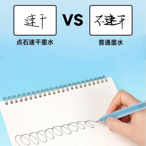 点石3163E多巴胺色按动中性笔学生速干刷题双珠子弹头黑水笔刻字 - 图0
