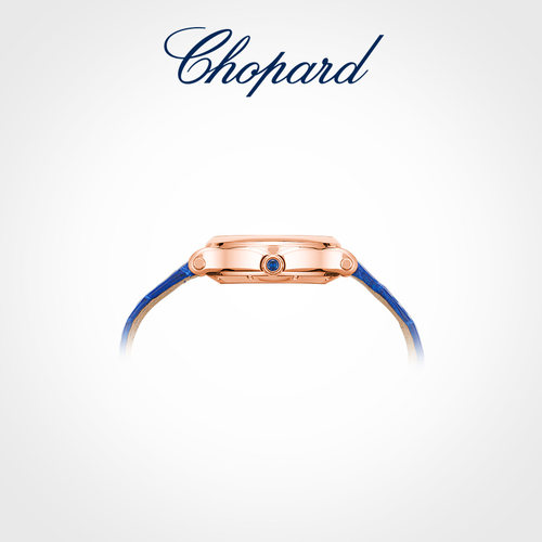 Chopard萧邦31MM快乐钻石椭圆玫瑰色18K金蓝色机械手表礼物 - 图2