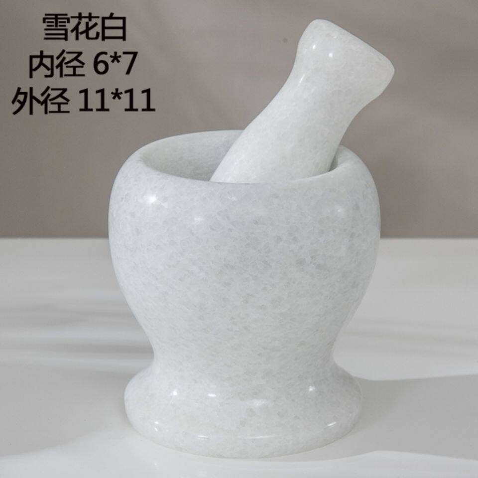 高档天然大理石石头捣蒜器石臼家用蒜泥器大蒜蒜蓉压蒜器捣碎罐蒜