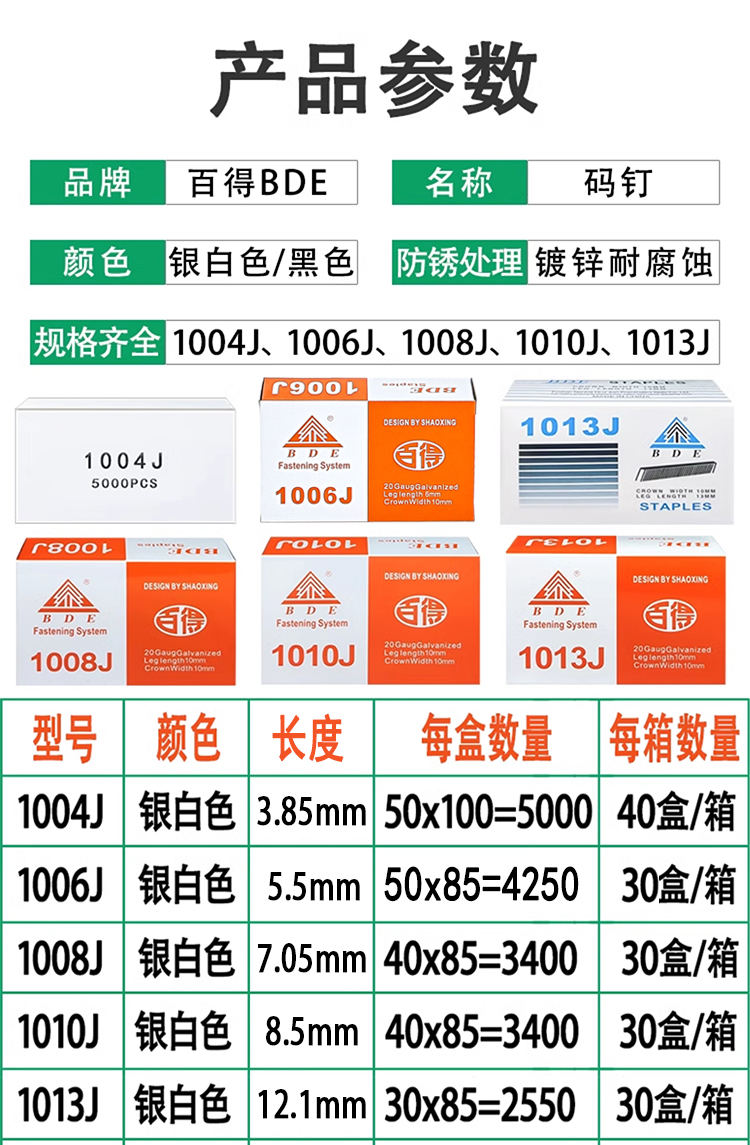 百得枪钉木工F30直排钉1013J码钉422J 码钉T50直钉ST64钢排钉包邮 - 图1