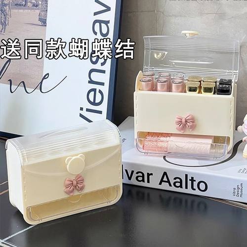化妆品收纳盒口红收纳盒护肤品防尘大容量化妆盒口红透明彩妆收纳 - 图0