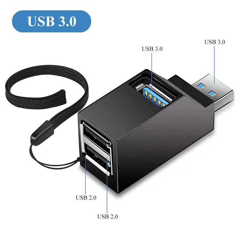 USB3.0/2.0集线器HUB3口直插式分线器type c扩展器电脑迷你便携式扩展坞鼠标键盘u盘读卡器硬盘转换器头 - 图0