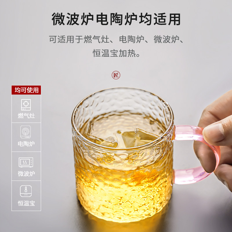 加厚耐热玻璃品茗杯子小茶杯带把杯功夫茶具喝茶耳杯茶碗家用套装,淘宝优惠券,粉丝福利购,淘宝优惠卷