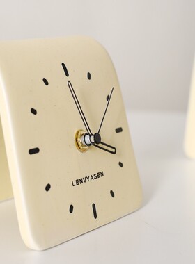 LENYVASEN 创意台面陶瓷时钟简约座钟家用客厅床头静音台式摆件