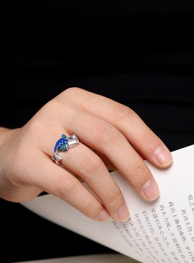 夏季新款简约时尚做旧滴胶烧蓝鱼