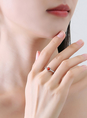 戒指小众设计轻奢高级感南红玛瑙