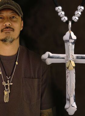 太角链套链高桥吾郎风格羽毛十字架项链女男士毛衣链余文乐同款