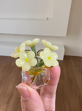 琉璃花朵桌面摆件办公室工位装饰高级感仿真永生花插花治愈系礼物