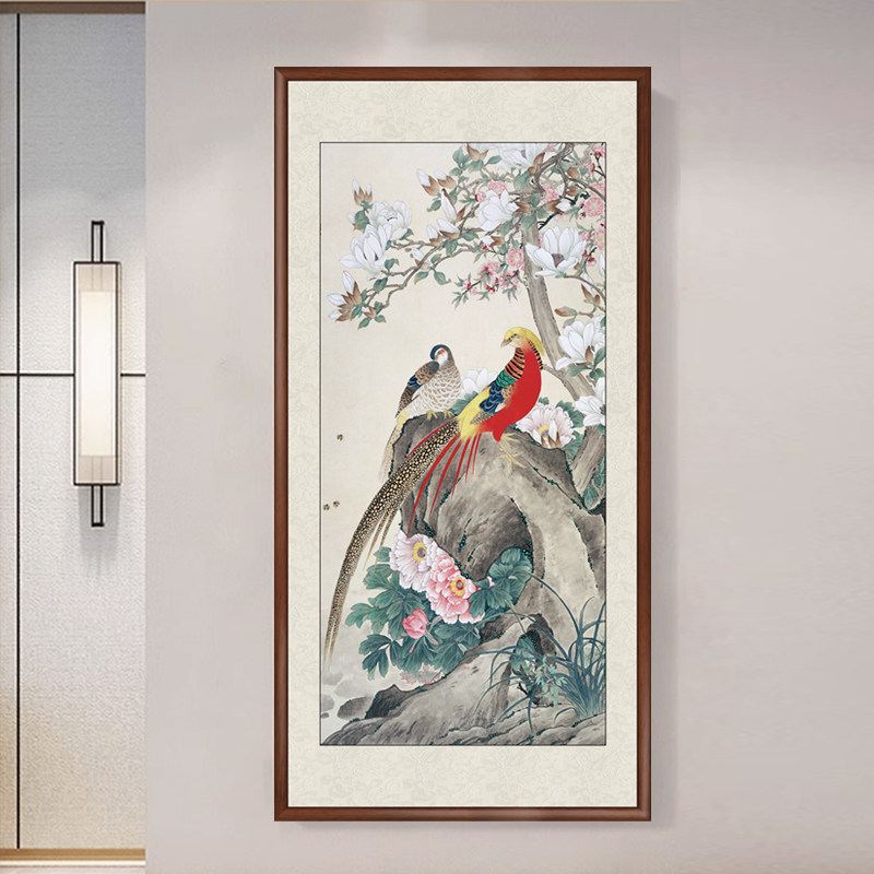 竹报平安竹子水墨画入户玄关装饰画客厅挂画花鸟国画中式竖版壁画,淘宝优惠券,粉丝福利购,淘宝优惠卷