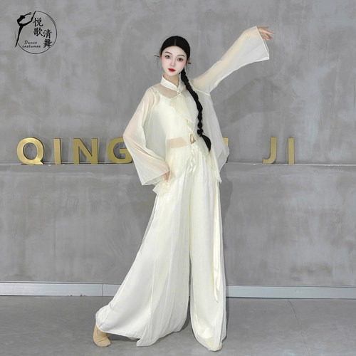 现代舞衬衫秋夏古典舞练功服飘逸中国舞服装宽松舞蹈上衣女款新款 - 图2