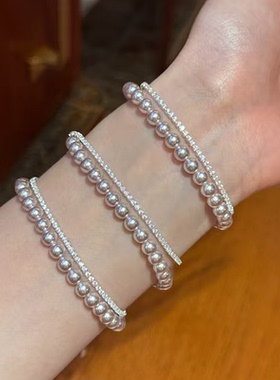 【慕奈】曼塔珠珠玫瑰色珍珠手链女小众轻奢高级感串珠冷清风手饰