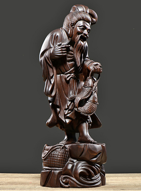匠心雕刻姜太公黑檀木中式