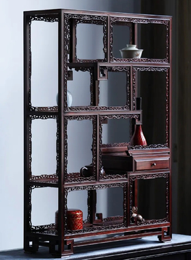 小叶紫檀拐子纹·博古架置物架