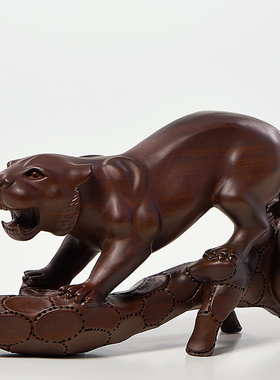 黑檀木雕老虎摆件动物生肖客厅