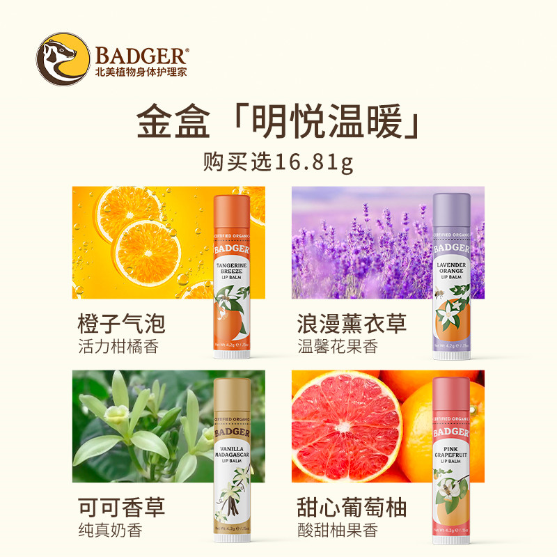 badger经典套装果香自然保湿润唇膏 Badger海外润唇膏