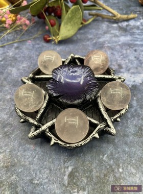 五芒星水晶球底座装饰品