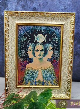 三女神画像挂件照片画框油画布卡片摆件客厅书桌玄关挂像装饰画