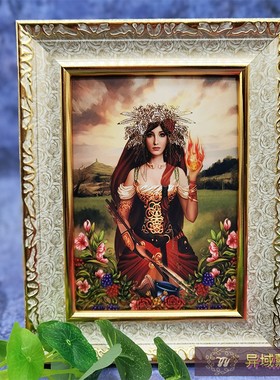 布里吉德brigid女神画像挂件照片画框油画布卡片七寸摆件客厅书桌