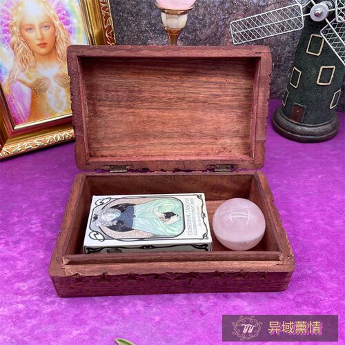 印度进口木质凯尔特结首饰盒复古手工雕刻收纳盒牌盒拍照道具摆件 - 图2