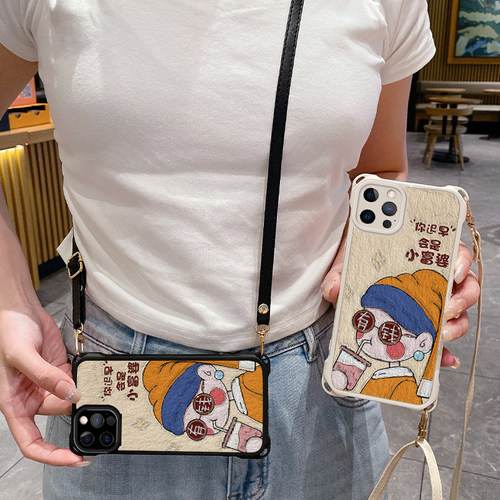 富婆适用苹果16promax手机壳斜跨挂绳防摔iphone12pro新款ihpnoe11e套13网红15plus xs女17air14x7xr潮8xsmax-图1