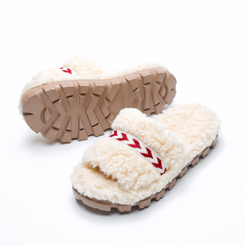 珂缔缘新款时尚休闲毛绒保暖厚底户外防滑潮拖室内居家毛毛拖鞋女 - 图3