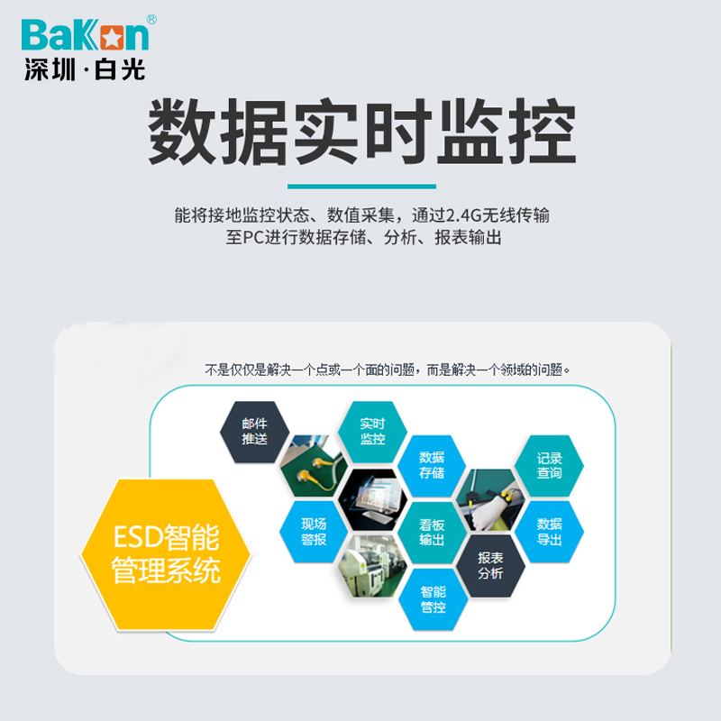 Bakon白光BK103-S智能ESD无线静电接地监控仪主机接地点位报警器 - 图0