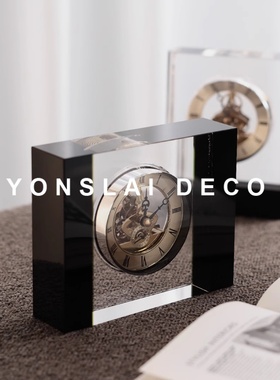 北欧简约水晶钟钟银芯家用时钟