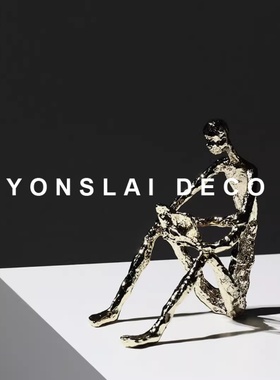 极简轻奢雕塑金属人物软装家居样板房间玄关柜艺术品摆件简约现代