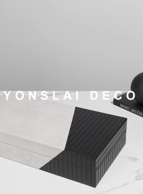 轻奢风黑白条纹拼接样品装饰盒