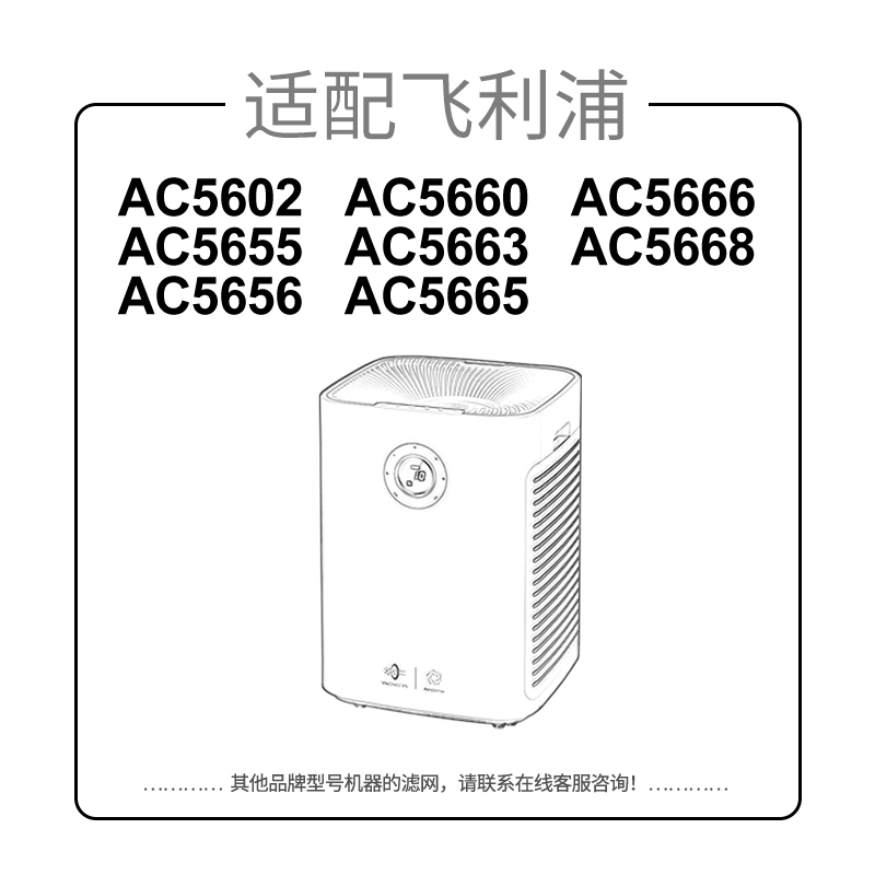 适配飞利浦空气净化器滤网AC5655/AC5656过滤芯2片FY5186/FY5160 - 图0