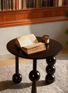 轻奢极简黑色球形腿茶几摆件