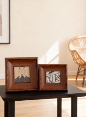 中古风木质相框人物挂画高级感