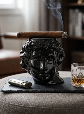 创意大卫头像陶瓷烟灰缸摆件