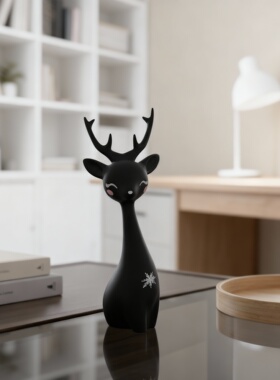黑色小鹿摆件客厅玄关高级感