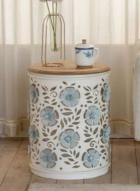 中国风木质镂空花桶收纳摆件