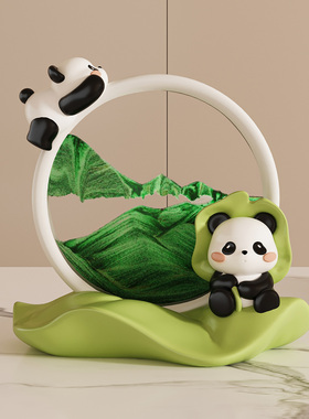 创意可爱卡通熊猫流沙画摆件装饰