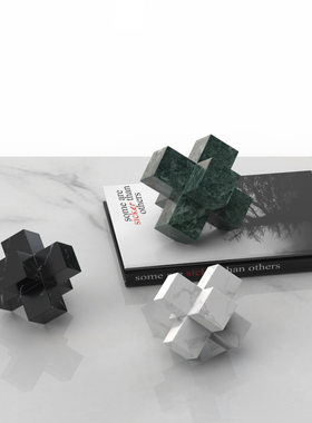 天然大理石十字架几何软装饰品