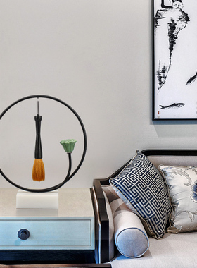 新中式风禅意毛笔架电视柜摆件