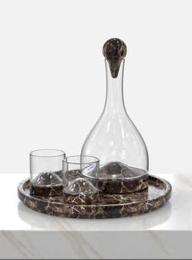 进口创意玻璃大理石酒壶摆件