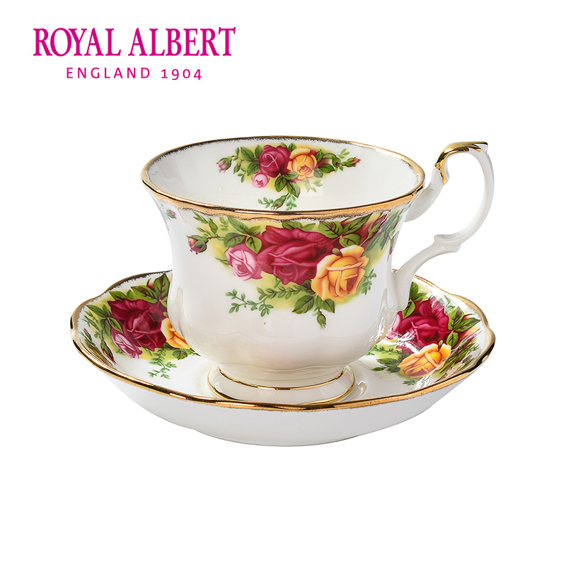 Royal Albert皇家阿尔伯特老镇玫瑰骨瓷咖啡杯茶杯碟礼盒欧式奢华 - 图0