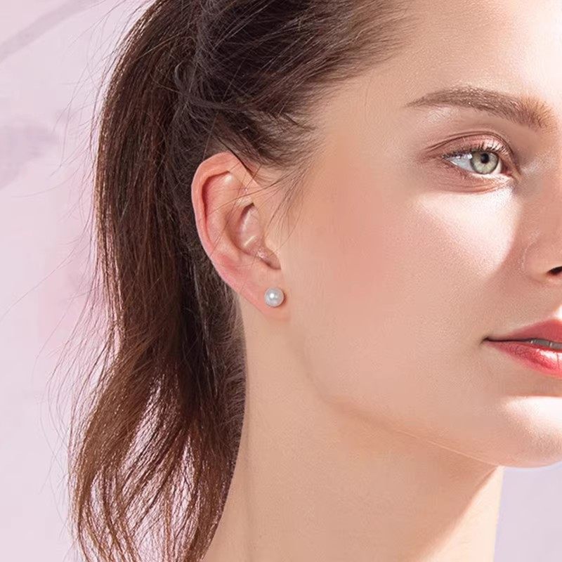 珍珠皇后 5-6mm海水akoya珍珠耳钉素钉S925银高亮小灯泡光泽耳饰,淘宝优惠券,粉丝福利购,淘宝优惠卷