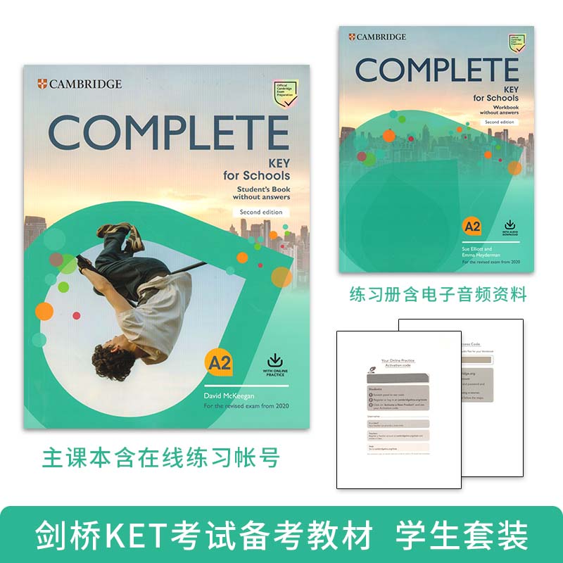 原版进口 complete Key Preliminary  for Schools A2 B1 学生套装学生书练习册第二版2020新考纲KET PET官方备考书 校园版 青少版 - 图0