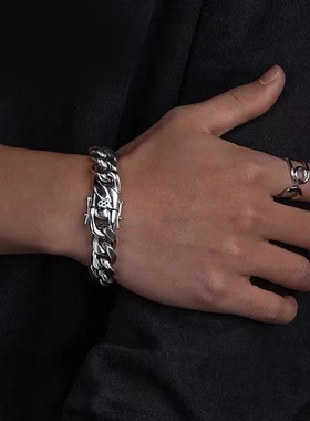 钛钢手链古巴链嘻哈潮流