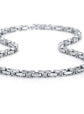 钛钢间金色帝王链古巴项链潮流